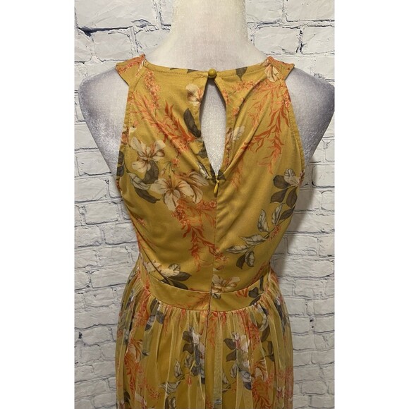 NWT Candalite Floral Yellow Polyester Spring Summer Dress Petite Medium - Picture 5 of 7